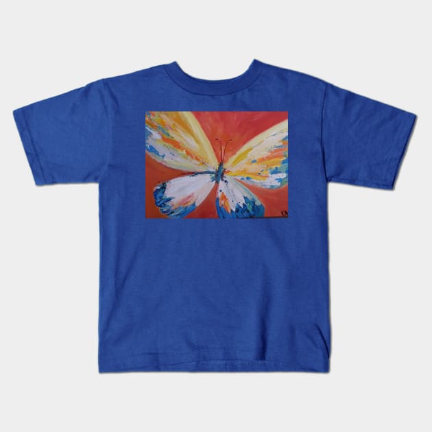 Butter Yellow Butterfly Kids T-Shirt by Oregon333